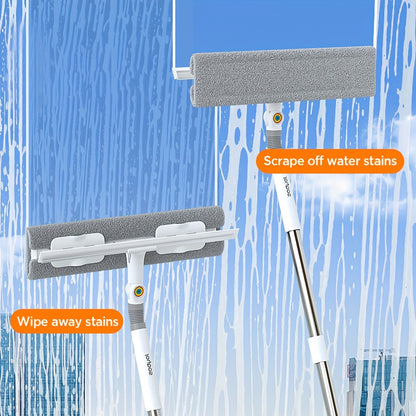 Window Cleaner 2-in-1 53'' Squeegee Window Cleaner | Rotatable Window Cleaning Tool Kit With Extension Pole, Microfiber Ceiling Wall Window Cleaner For Indoor\u002FOutdoor Window And Car Glass, Baseboards\u002FCeiling\u002FFloor