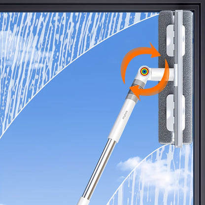 Window Cleaner 2-in-1 53'' Squeegee Window Cleaner | Rotatable Window Cleaning Tool Kit With Extension Pole, Microfiber Ceiling Wall Window Cleaner For Indoor\u002FOutdoor Window And Car Glass, Baseboards\u002FCeiling\u002FFloor