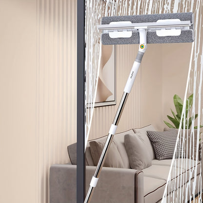 Window Cleaner 2-in-1 53'' Squeegee Window Cleaner | Rotatable Window Cleaning Tool Kit With Extension Pole, Microfiber Ceiling Wall Window Cleaner For Indoor\u002FOutdoor Window And Car Glass, Baseboards\u002FCeiling\u002FFloor