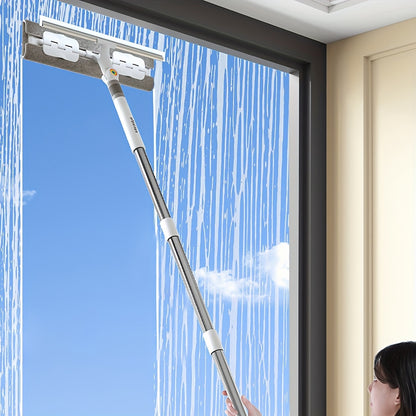 Window Cleaner 2-in-1 53'' Squeegee Window Cleaner | Rotatable Window Cleaning Tool Kit With Extension Pole, Microfiber Ceiling Wall Window Cleaner For Indoor\u002FOutdoor Window And Car Glass, Baseboards\u002FCeiling\u002FFloor