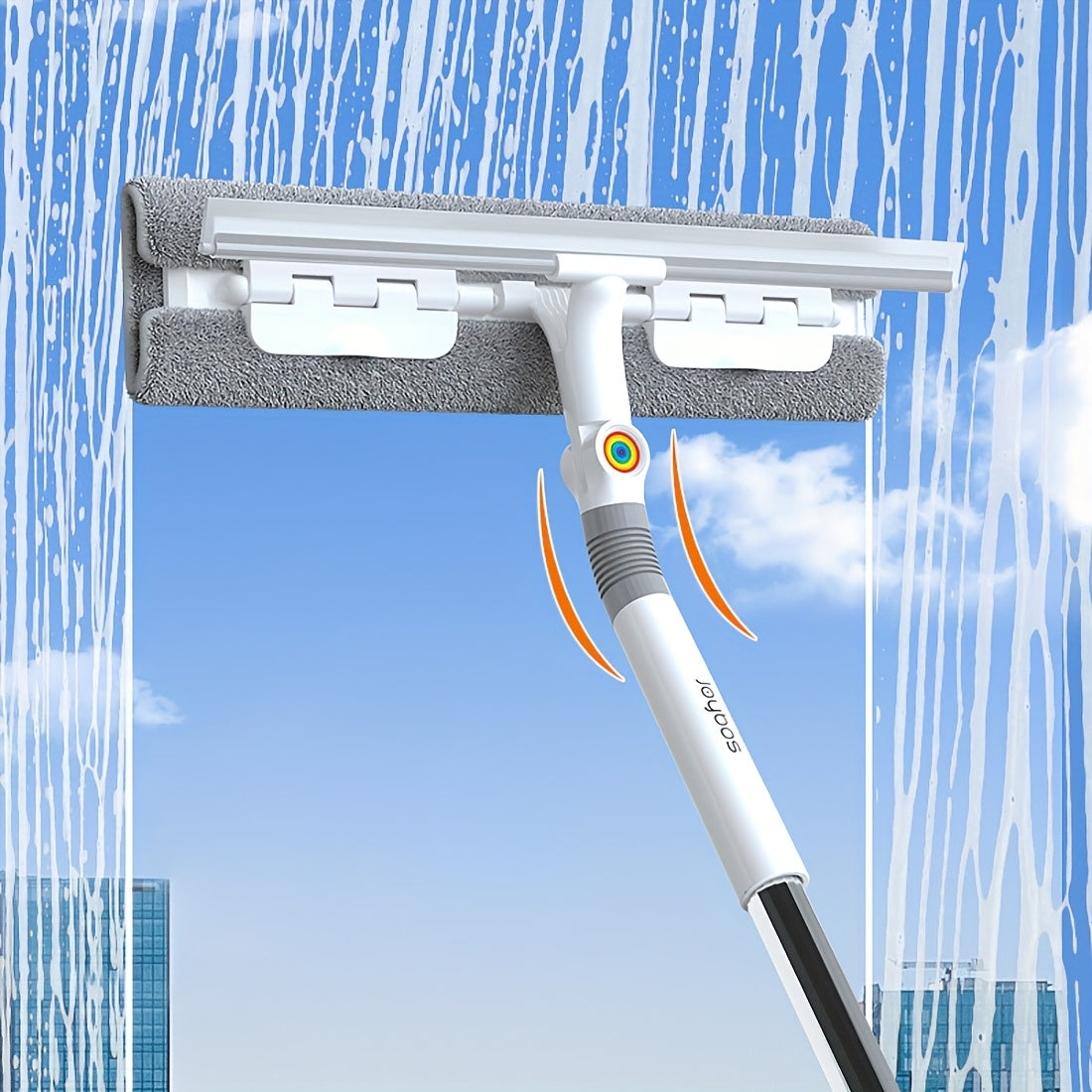 Window Cleaner 2-in-1 53'' Squeegee Window Cleaner | Rotatable Window Cleaning Tool Kit With Extension Pole, Microfiber Ceiling Wall Window Cleaner For Indoor\u002FOutdoor Window And Car Glass, Baseboards\u002FCeiling\u002FFloor
