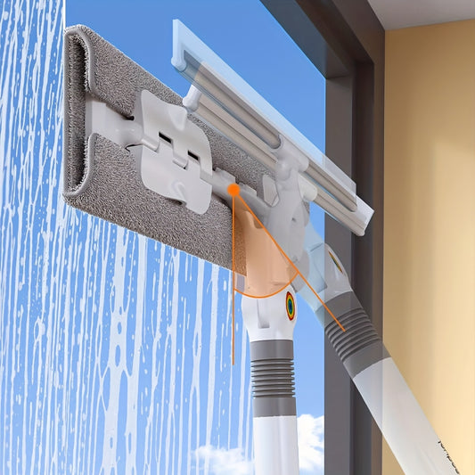 Window Cleaner 2-in-1 53'' Squeegee Window Cleaner | Rotatable Window Cleaning Tool Kit With Extension Pole, Microfiber Ceiling Wall Window Cleaner For Indoor\u002FOutdoor Window And Car Glass, Baseboards\u002FCeiling\u002FFloor